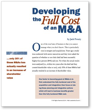 Developing the Full Cost of an M&A Cover